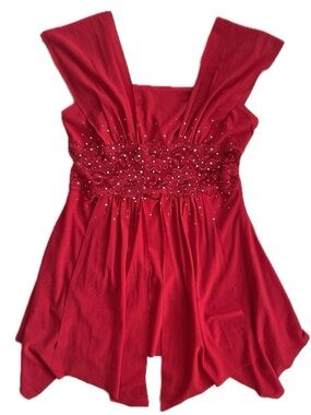 ✰ Solar Embellished Red Camisole Top with Lace ✰